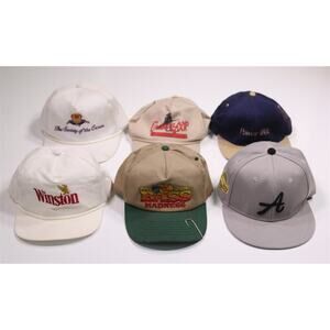 Vintage Hat Lot of 6 80's 90's Rope Hats Winston Crown Royale Bass Pro Shop